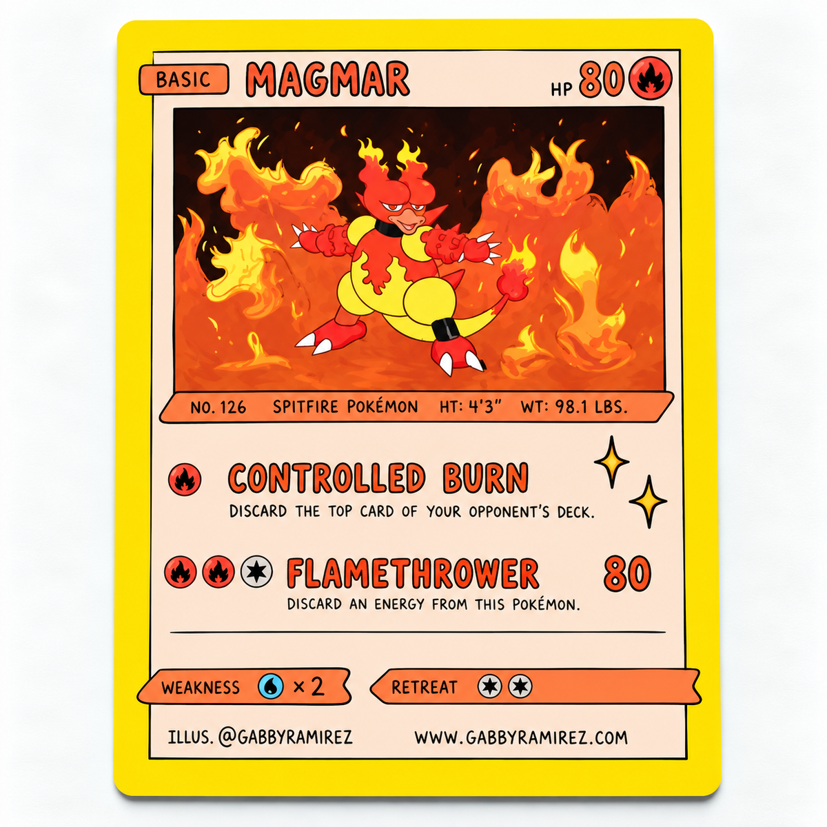 Magmar Gabby Ramirez fan art sticker regular non-holo