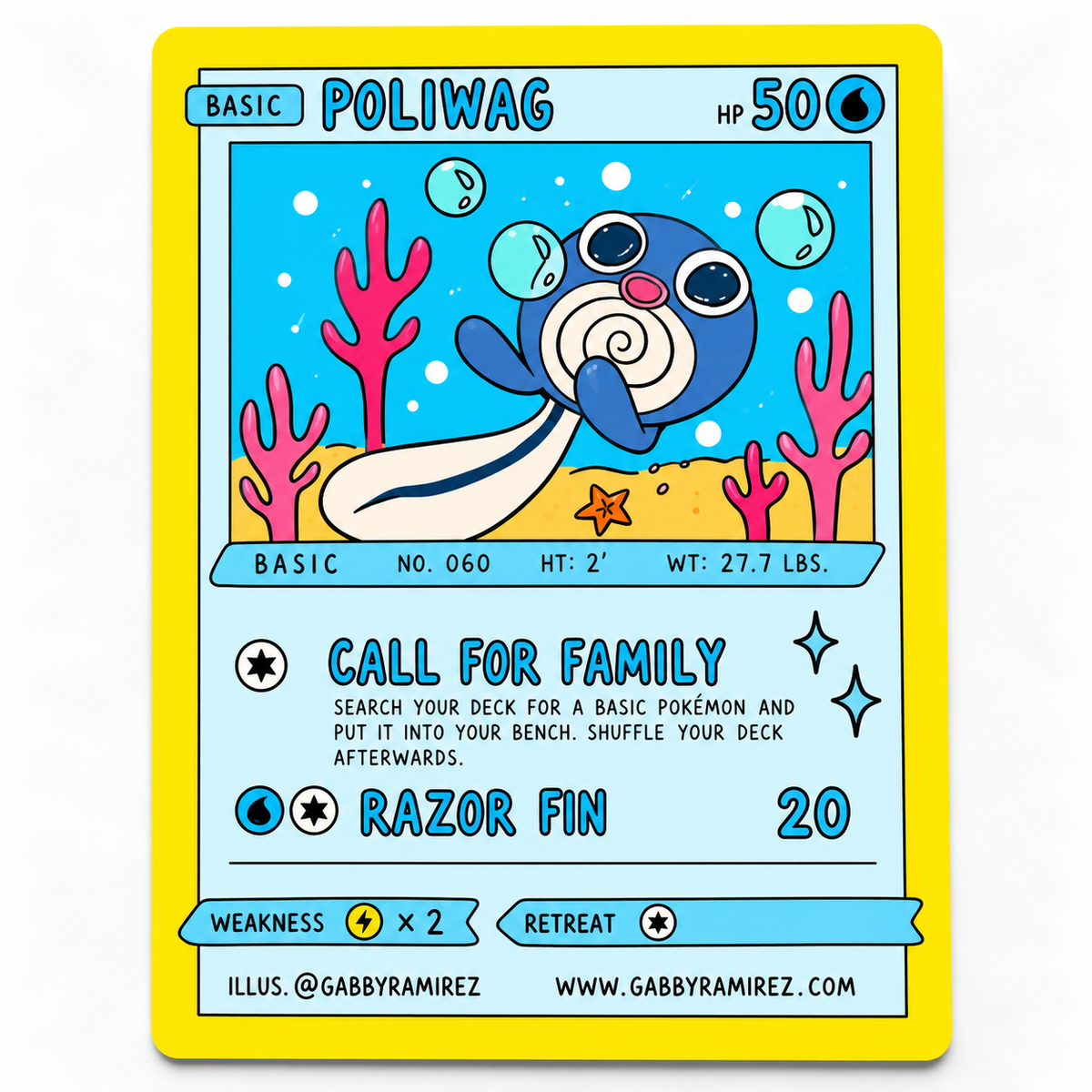 Poliwag Gabby Ramirez fan art sticker regular non-holo