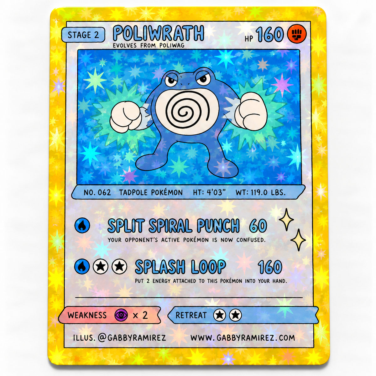 Poliwrath Gabby Ramirez fan art holo sticker