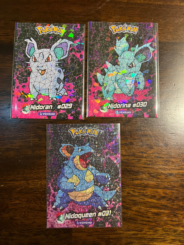 Peru Crystal Collection Nidoran #029 & Nidorina & Nidoqueen #031