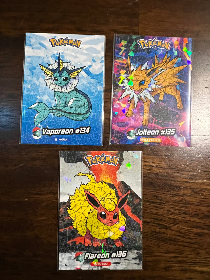 Peru Crystal Collection Vaporeon #134 $ Jolteon #135 & Flareon #136