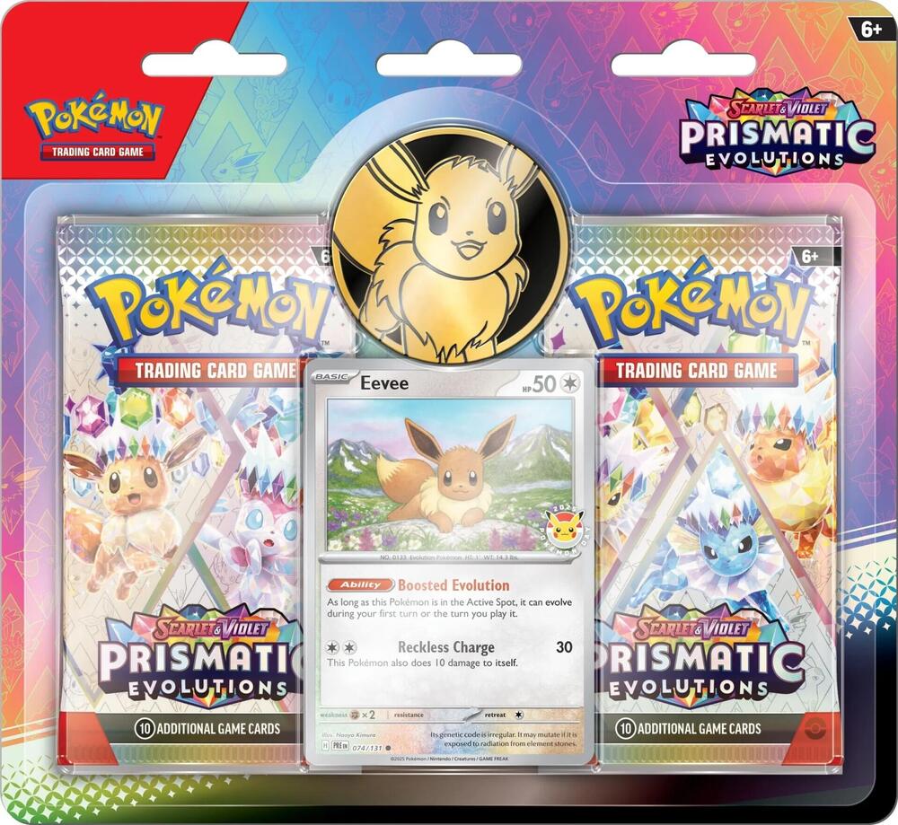 Scarlet & Violet-Prismatic Evolutions Eevee Card, Coin & 2 Booster Packs