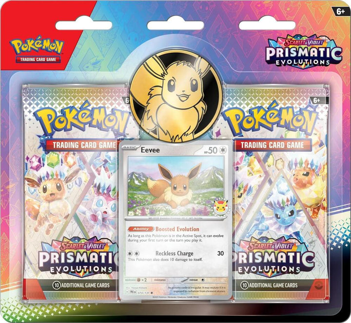 Scarlet & Violet-Prismatic Evolutions Eevee Card, Coin & 2 Booster Packs