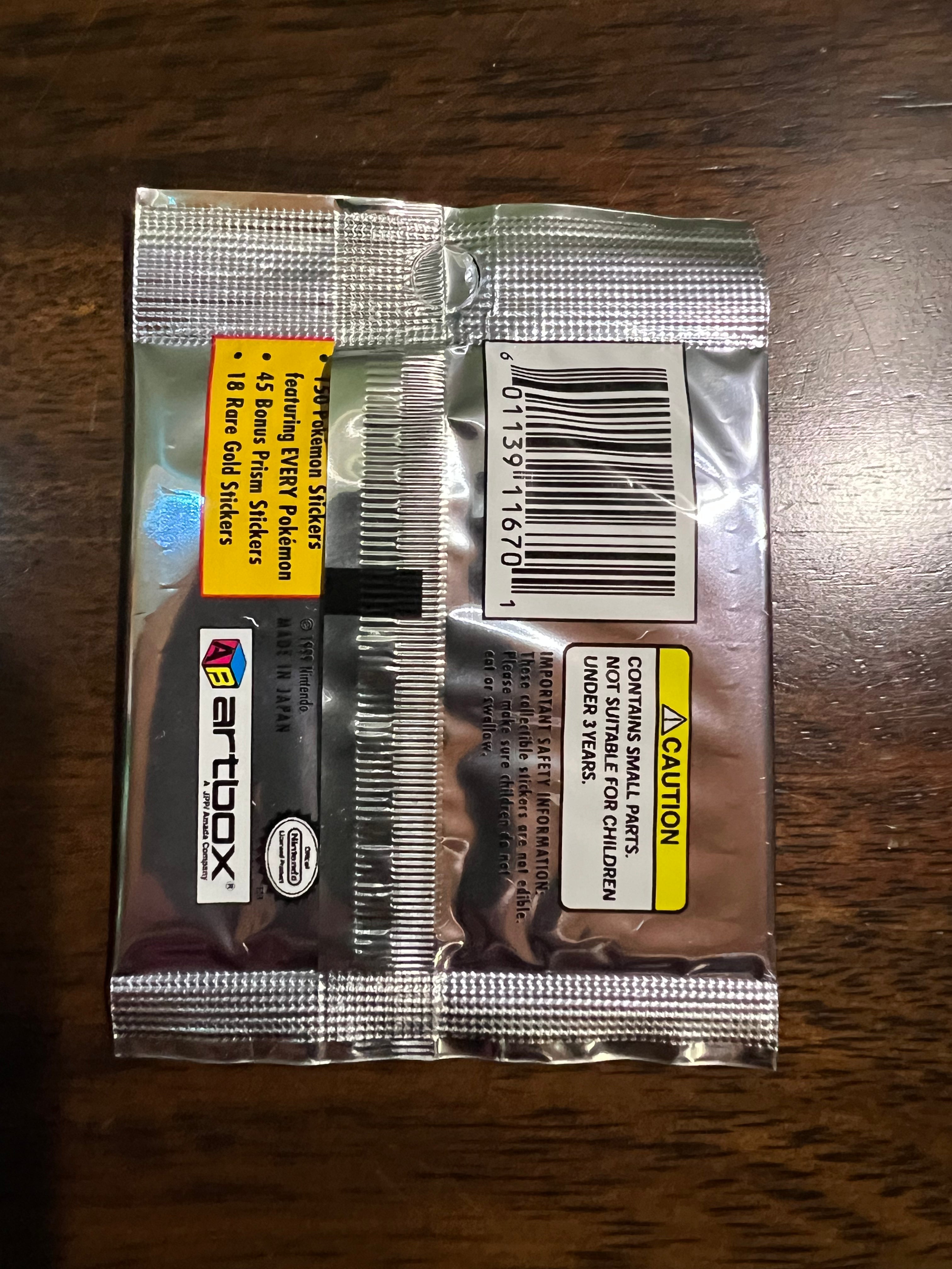 1999 Pokemon Artbox Stickers Pack