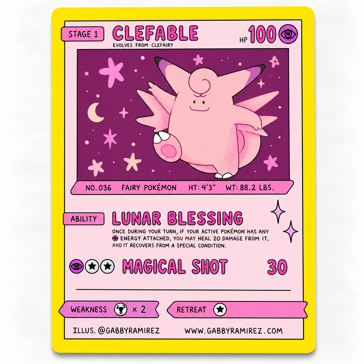 Clefable Gabby Ramirez fan art sticker non-holo