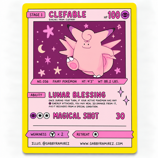 Clefable Gabby Ramirez fan art sticker non-holo