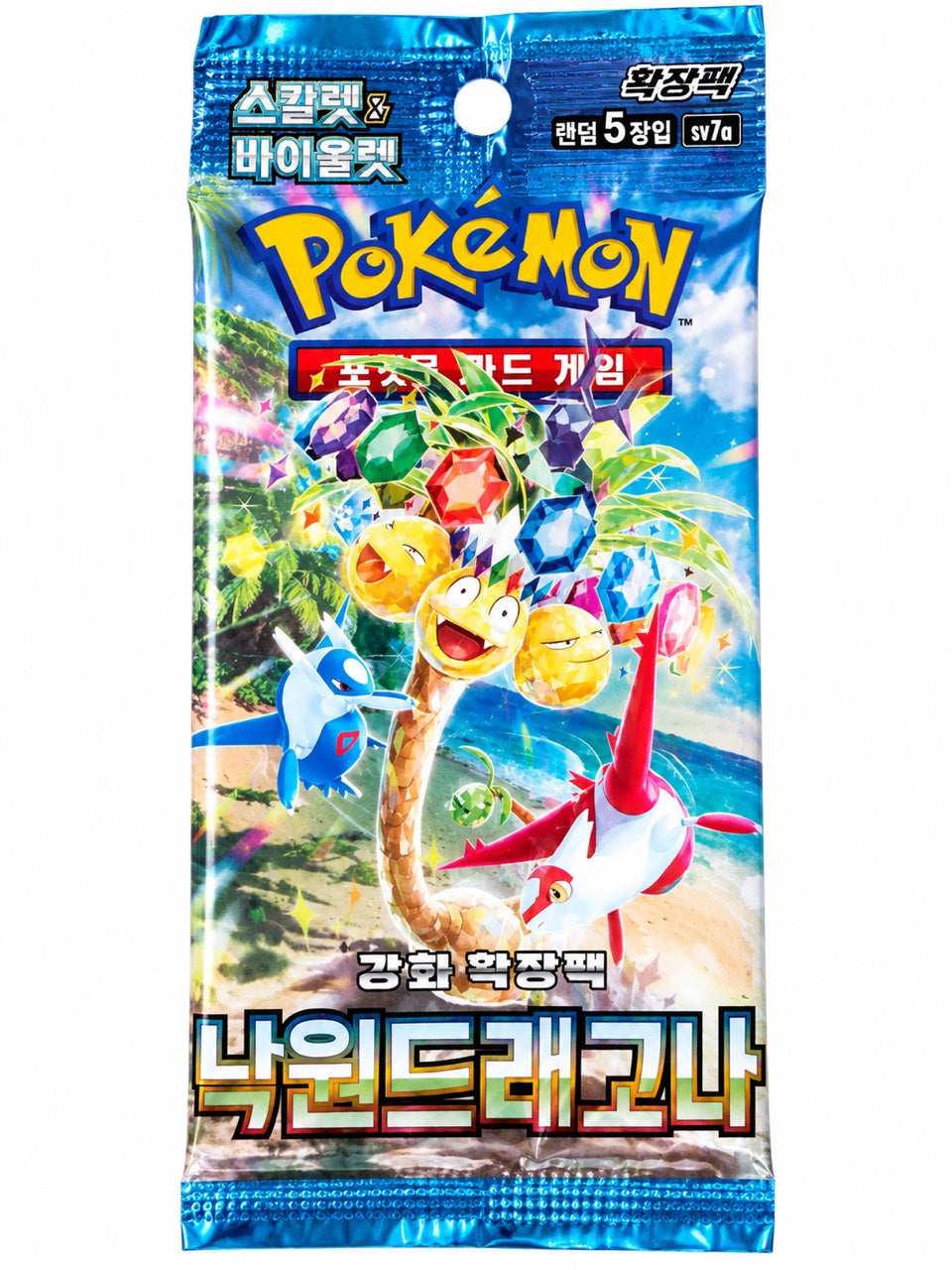 Korean Pokémon Paradise Dragona SV7a sealed booster pack on white background