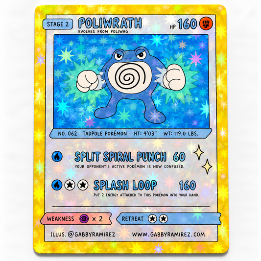 Poliwrath Gabby Ramirez fan art holo sticker