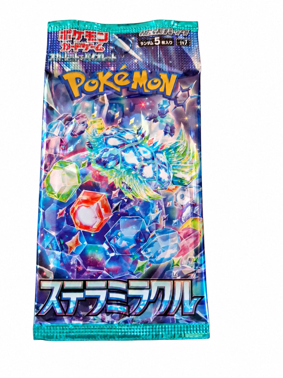 Japanese Pokémon Stellar Miracle SV7 sealed booster pack on white background