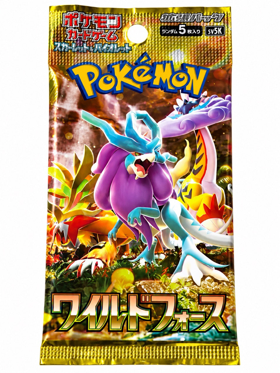 Japanese Pokémon Wild Force SV5K sealed booster pack on white background